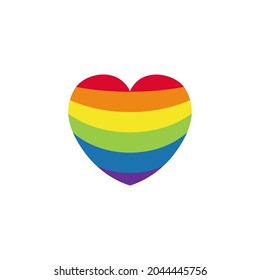 Pride LGBT heart vector icon. Lesbian gay bisexual and transgender community concept. Flat design symbol isolated on white background. LGBTQ movement element raindow colored for banner, card, poster