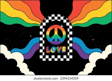 Pride lgbt love vector. Trippy portal to the lgbt universe. Space lovers