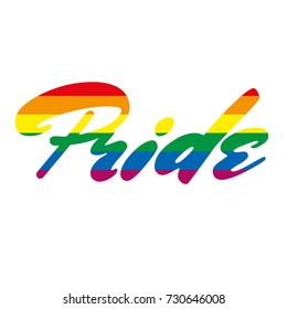 Pride LGBT rainbow symbol lettering Vector illustration