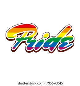 Pride LGBT rainbow symbol lettering Vector illustration