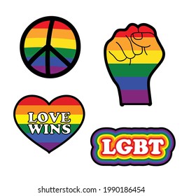 Pride LGBT Stickers T-shirt Design With Pride Colors Illustration Design Can Print on t-shirt Poster banners Pride month Stickers Printable