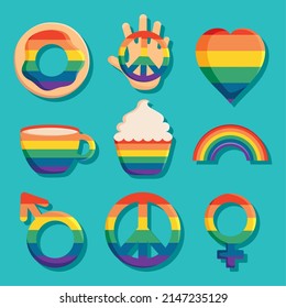 pride and lgbtiq icon set