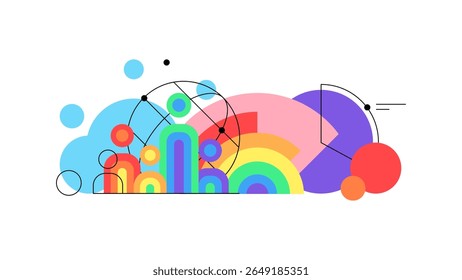Orgulho e LGBTQ+. Investigação e estatísticas comunitárias. Ilustração abstrata com gráficos. Gráficos simples. Arquivo vetorial.