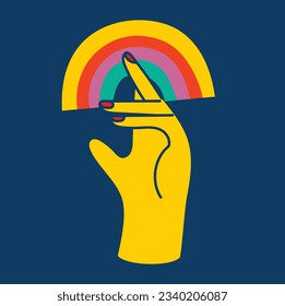 Pride LGBTQ icon illustration of related symbols set in rainbow colors: Pride Flag, Heart, Peace, Rainbow, Love, Support, Freedom Symbols. Gay Pride Month. Flat design isolated