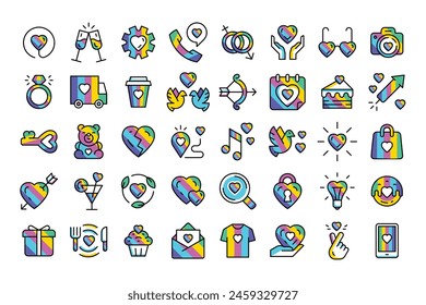 Pride LGBTQ icon set. Pride day. Modern vector illustration