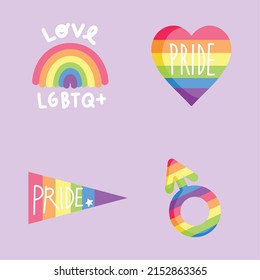 pride LGBTQ icon set flat style