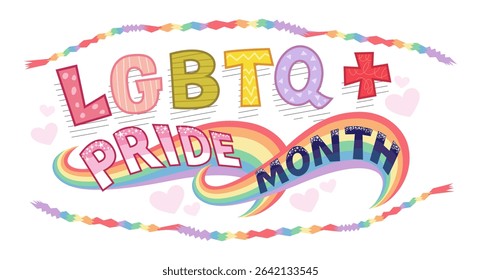 Pride LGBTQ Rainbow Flags Abstract Background. Celebrates LGBT pride month. Illustration, Poster, Vector , Background or wallpaper.    