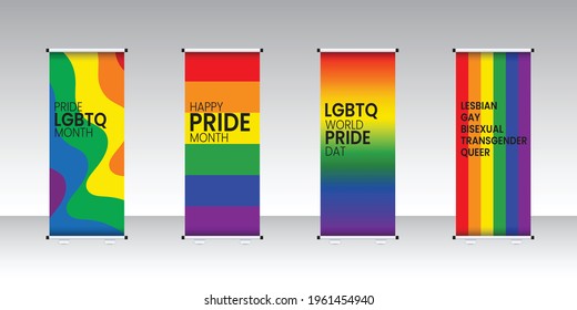 Pride LGBTQ+ Roll Up Set. Standee Design.Vector illustration