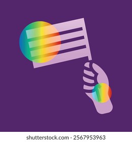 Pride line icon glassmorphism illustration. LGBT society. Transparency blur elements.