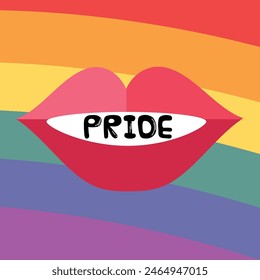 Pride lips lgbtq vector card illustration