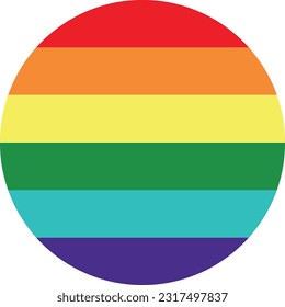 Pride logo in circle shape, the 6 color pride is red, orange, yellow, green, indigo and violet.