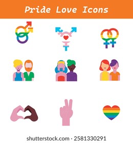 Pride love Icons Sets vector illustration design