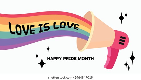 Pride megaphone lgbtq vector card illustration