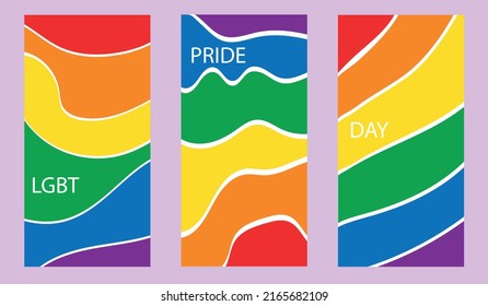 Pride mont 2022 logo card with flags. Banner Love Is Love. Colorful rainbow on a white background. Vector social media template