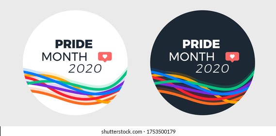 Pride month 2020 logo template for social media post - abstract colorful lines vector pride illustration