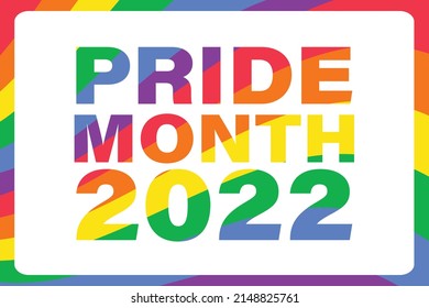 Pride Month 2022 - horizontal banner template. rainbow LGBTQ gay pride flag colors striped background. Vector illustration