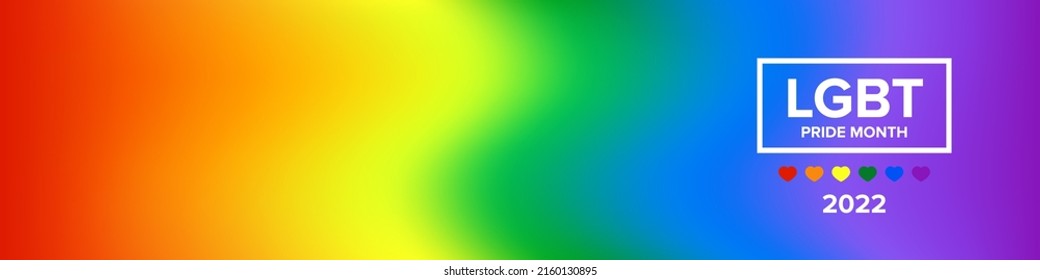 Pride month 2022 horizontal banner with gradient with pride colors flag. LGBTQ Pride month 2022 or pride day poster, flyer, banner, logo modern style design template.