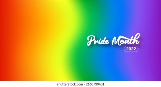 Pride month 2022 horizontal banner with gradient with pride colors flag. LGBTQ Pride month 2022 or pride day poster, flyer, banner, logo modern style design template.