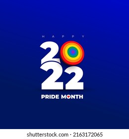 Pride Month 2022 Logo With Rainbow Flag. Pride Symbol With Heart, LGBT, Sexual Minorities, Gays And Lesbians. Banner Love Is Love. Template Designer Icon, Sign Colorful Brush Strockes Rainbow.
