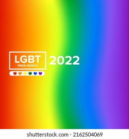 Pride month 2022 square banner with gradient with pride colors flag. LGBTQ Pride month 2022 or pride day poster, flyer, banner, logo modern style design template.