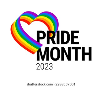 Pride month 2023 concept. Freedom rainbow flag, gay parade annual summer event. Design template for flyer, card, poster, banner, social media