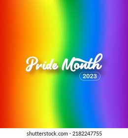 Pride month 2023 square banner with gradient with pride colors flag. LGBTQ Pride month 2023 or pride day poster, flyer, banner, logo modern style design template.