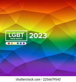 Pride month 2023 square banner and gradient and pride colors flag  LGBTQ Pride month 2023 pride day poster  flyer  banner  logo modern style design template 