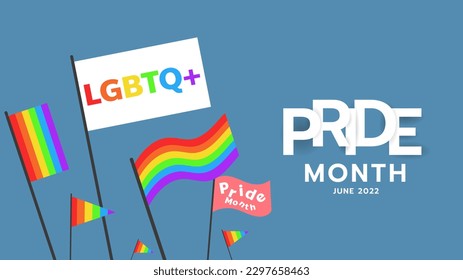 Pride month 2023 Symbols with LGBT pride flag or Rainbow colors. LGBT designs isolated on background, Vector illustration EPS 10