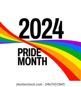 Pride Month 2024 Konzept. Freiheit Regenbogen Flagge, Gay Parade jährlichen Sommer Event. Design-Vorlage für Flyer, Card, Poster, Banner, Social Media