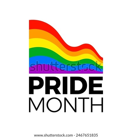 Pride month 2024 concept. Freedom rainbow flag, gay parade annual summer event. Design template for flyer, card, poster, banner, social media