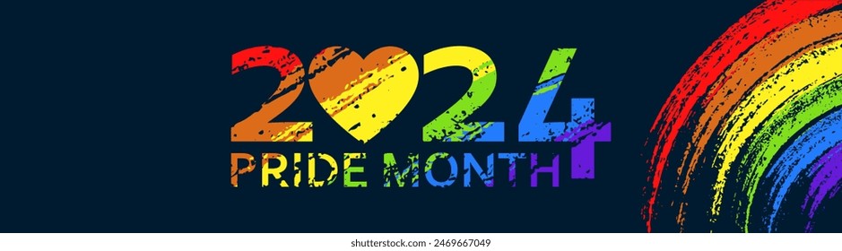 Pride Month 2024 Horizontaler Banner. Pride Farben Flag Design Vorlage