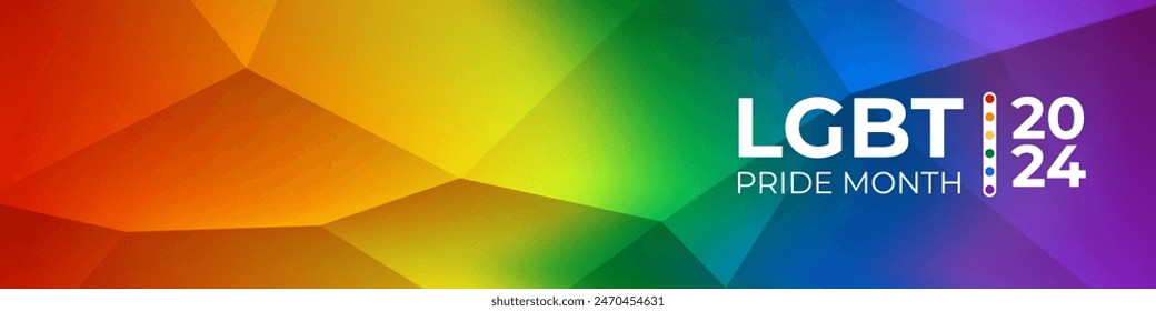 Pride month 2024 horizontal banner with gradient with pride colors flag. LGBTQ Pride month 2024 or pride day poster, flyer, banner, logo modern style design template.