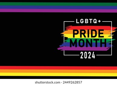 pride month 2024 . poster happy pride month fist with lgbtq+ colors and BLACK background.