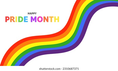 Pride Month Hintergrund mit Stolz-Flagge oder Regenbogenfarben, Konzept für Menschenrechte oder Vielfalt einzeln auf weißem Hintergrund, Vektorgrafik EPS10