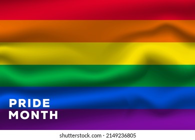 pride month background illustration with a realistic LGBT flag
