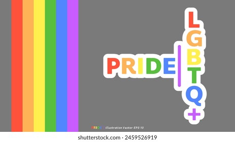 Pride month background , LGBT flat style symbols with pride flags, gender signs, retro rainbow, LGBT pride community Symbols, Vector set of LGBTQ, Vector illustration EPS 10