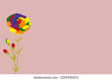 Antecedentes del mes del orgullo LGBTQ Colores de la bandera del orgullo LGBTQ. Logo del cartel vectorial mes del orgullo lgbtq con el corazón del clavel y el arco iris. Banner del sitio web. Símbolo de apoyo del mes de junio del orgullo. 