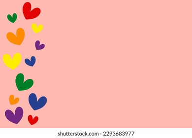 Pride month background LGBTQ Pride Flag Colours. Vector banner with rainbow heart. Symbol of pride month June support. 
