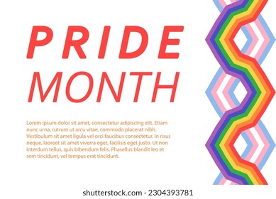 Pride month background with rainbow and transgender flags intertwined together. LGBTQ symbols and copy space for text. Poster, banner template. Vector illustration