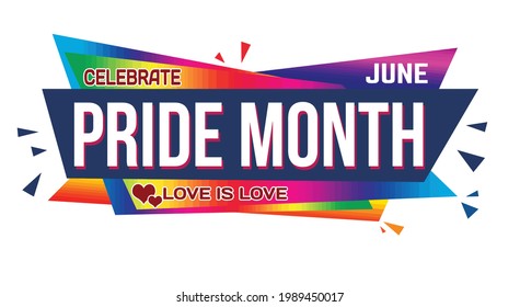 Pride month banner design on white background, vector illustration