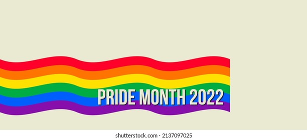 Cartel del Mes del Orgullo con bandera del Orgullo. Bandera del arcoiris LGBTQ con el mes del orgullo 2022