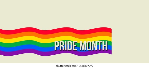 Pride Month banner with Pride Flag. LGBTQ Rainbow flag with Pride Month