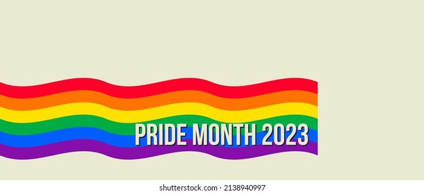 Pride Month banner with Pride Flag. LGBTQ Rainbow flag with Pride Month 2023