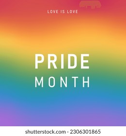 Pride Month, Banner, Grußkarte, Poster, Cover. LGBT bunter Regenbogen-Konzept. Trendy minimalistische Ästhetik mit unscharfem Farbverlauf, Typografie, y2k Hintergrund. Vorlage für Social-Media-Geschichten.