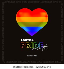 Pride month banner with heart