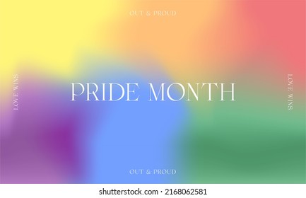 Pride Month Banner blurred rainbow colored gradient background  For LGBTQ Pride month   inclusivity  Vector Illustration  EPS 10  For design  poster  cards  social media  banner  web  Love wins