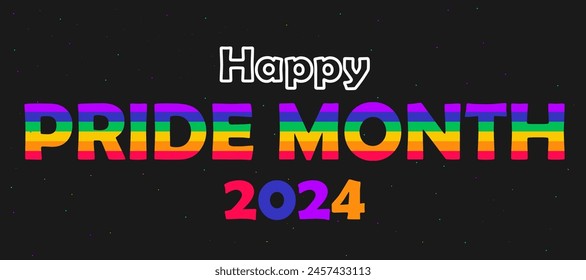 Pride month banner on dark background with space effect. lgbt poster. Celebrating rights. For banner or website printing. 2024