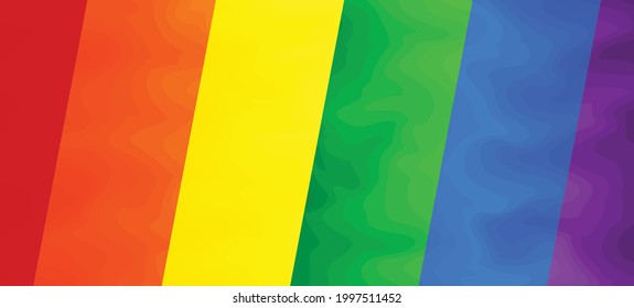 PRIDE MONTH banner on gradient rainbow background. LGBT flag. Template design, vector illustration. Love wins. Colorful symbols. Gay pride collection.