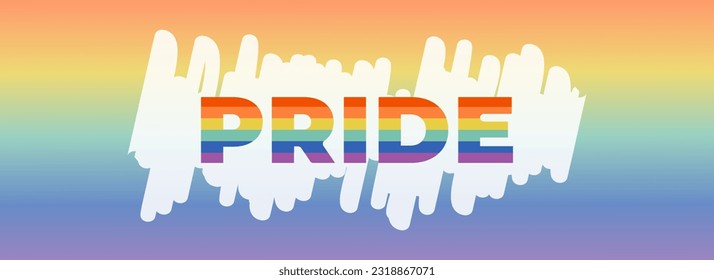 Pride month banner with rainbow flag. Flat vector illustration. EPS 10