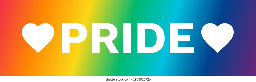 Pride Month Banner With Rainbow Gradient Background And Pride Text. LGBT Pride Flag Colours.